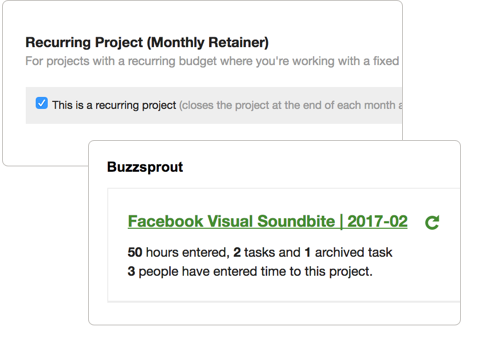 Setting up projects with recurring budget data
