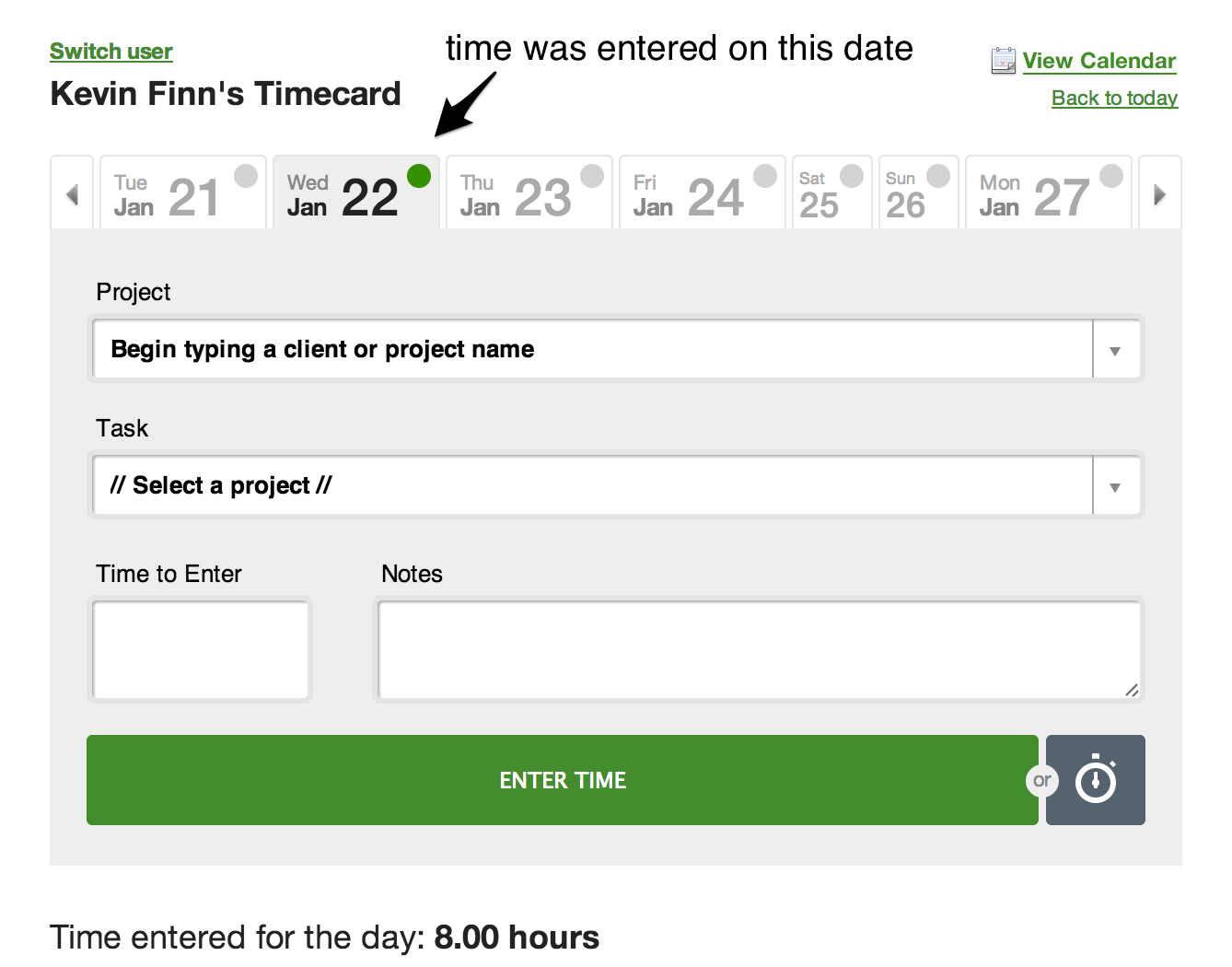 Deleting a time entry in Tick