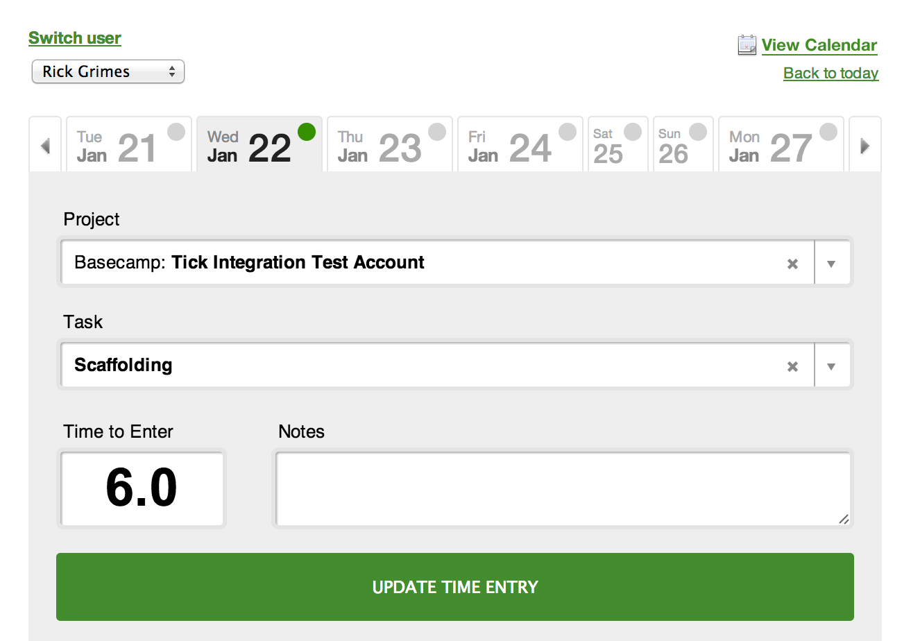 Edit time entry in timecard