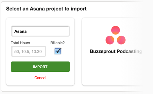 Importing Asana project into Tick
